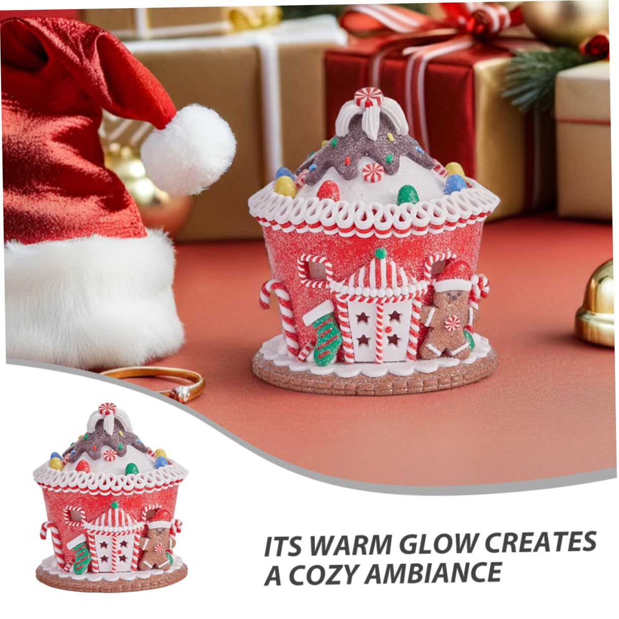 ERINGOGO Castillo de Arcilla Brillante para Decoración Navideña Figura de Casa de Jengibre Iluminada con Luz LED para Escenarios de Mesa de Fiesta