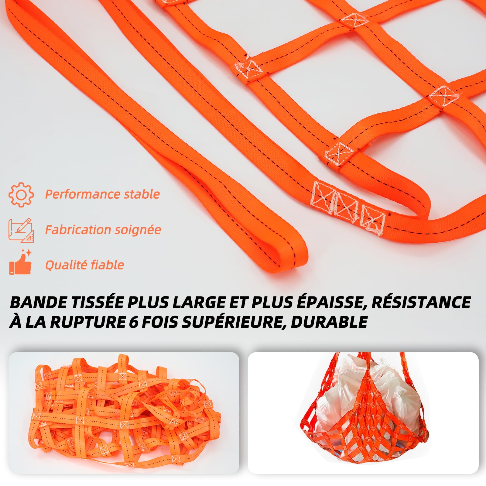 Filet de levage en polyester haute performance - 1 x 1 m - 300 kg - Résistant à l'usure - Filet de chargement et de déchargement - Filet de levage vertical - Convient pour la manipulation des
