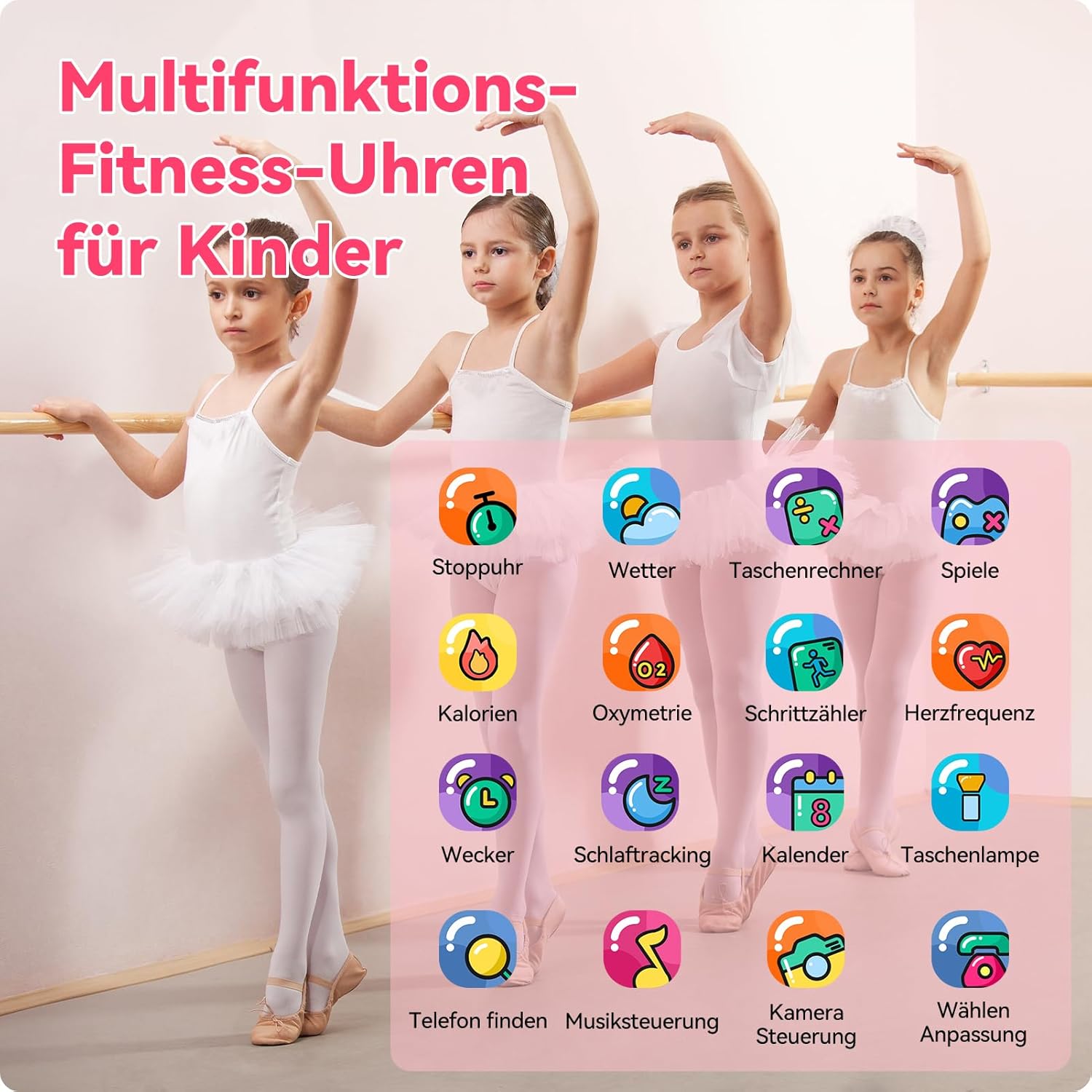 anyloop ALK1 Kids Smartwatch showing various multifunction icons