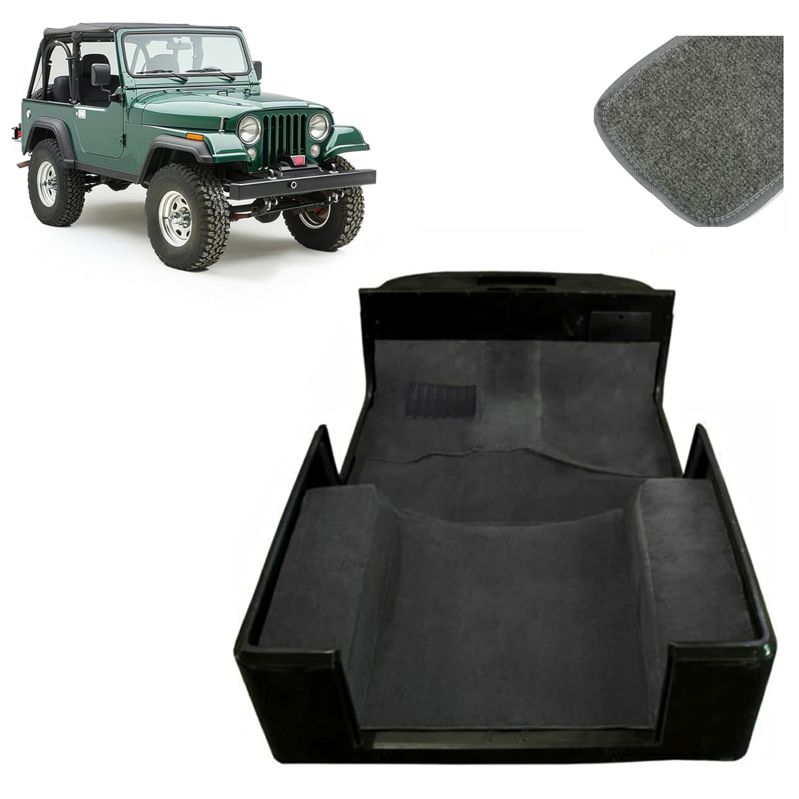 Kojem Gray Carpet Kit Compatible with 1986-1995 Jeep Wrangler YJ 2-Door Interior Carpet Pad Floor Mat Full Set 6Pcs Front Rear