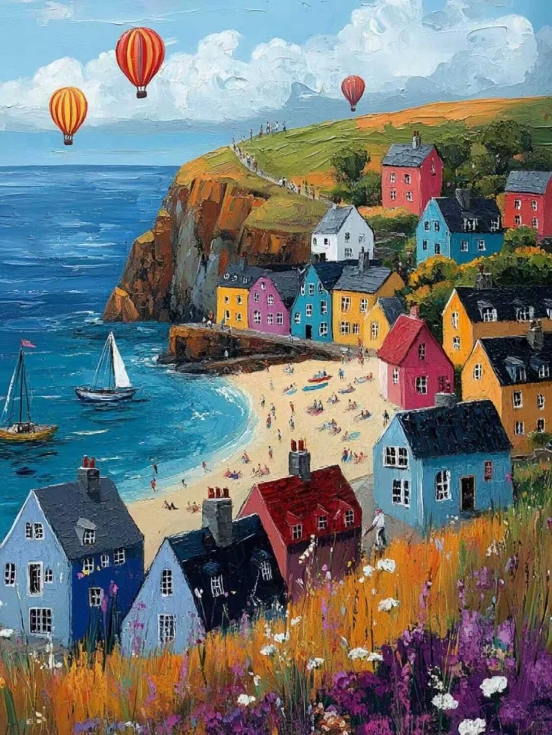 Rqwybcaxn Seed Bead Embroidery Kits Seaside House 40x50cm