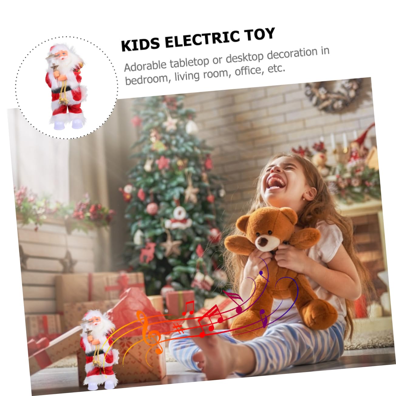 TOYANDONA Giocattolo Elettrico per Ragazzo Ragazza Babbo Natale Decorazione Musicale Ornamento di Natale Classico Bambola Elettrica per Festa Natalizia