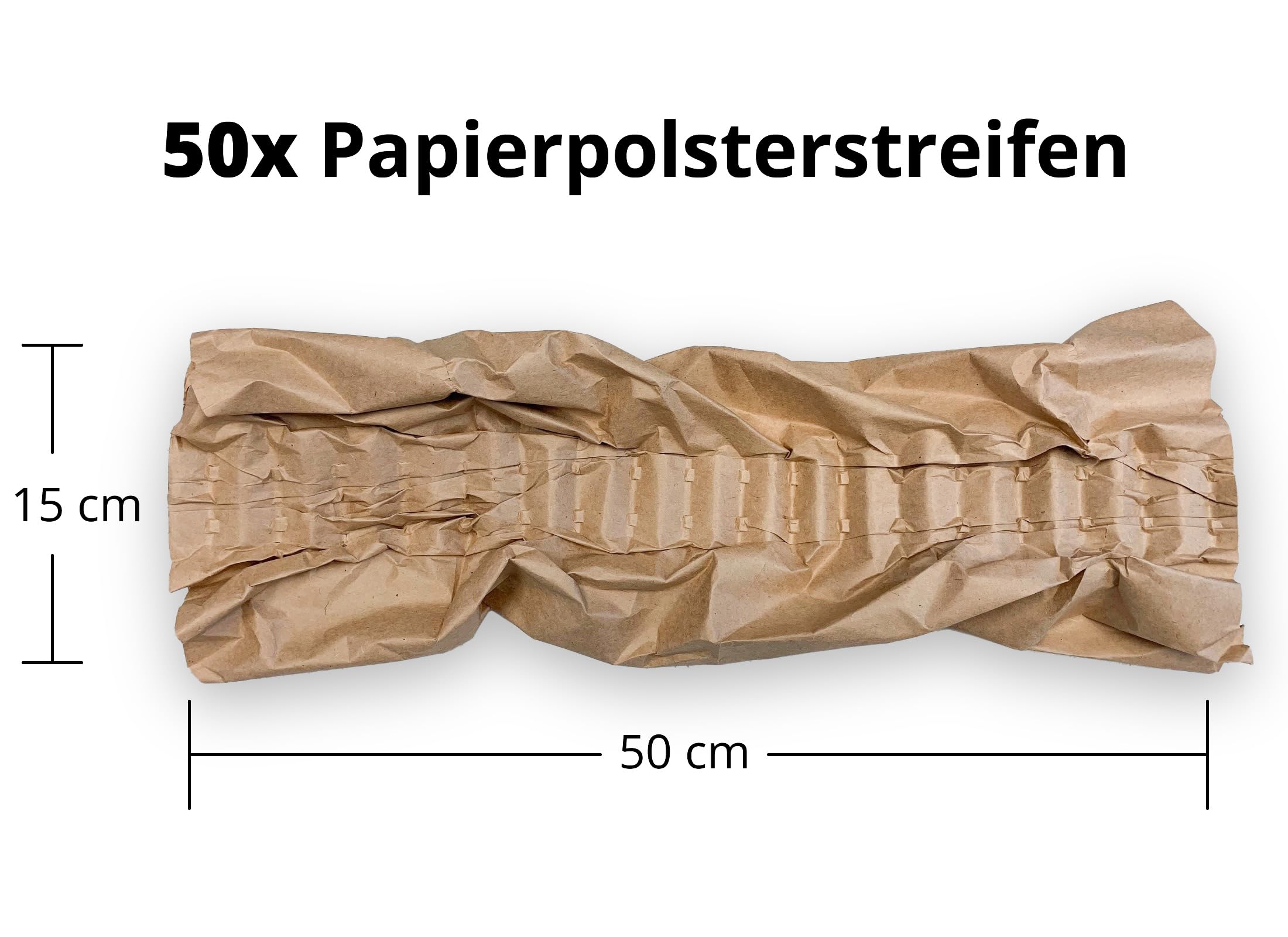 Papierpolsterstreifen, Packpolster, Papierpolster, Verpackungsmaterial (ca. 50 x 15 x 6 cm LxBxH) - 50 Stück