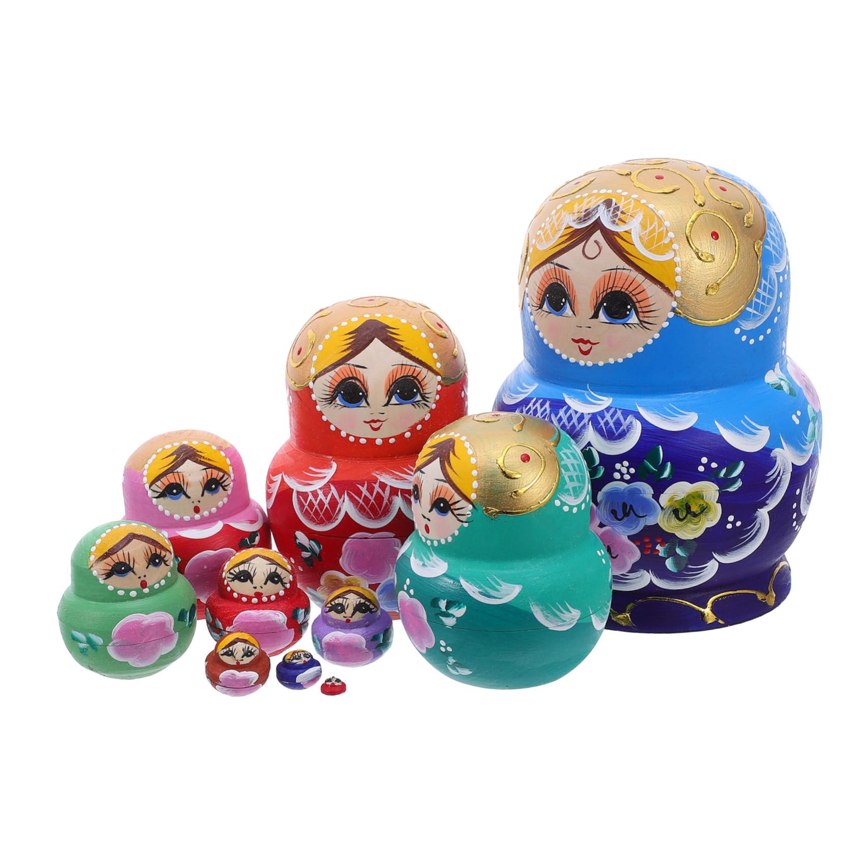 Kisangel Poupée Russe Matriochka à Couches Peinte Main Motifs Floraux de Poupées Russes Décoratives Bois pour Collectionneurs et Décoration Intérieure
