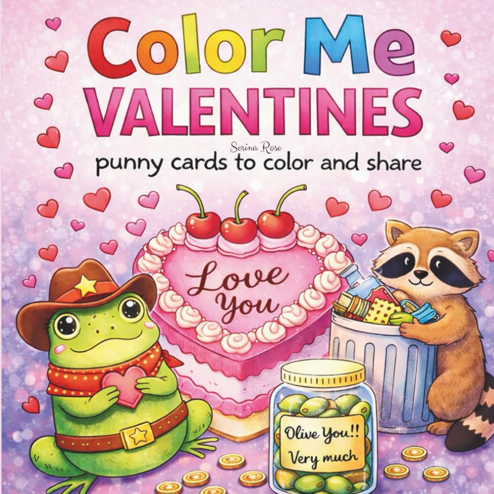 Color Me Valentines: A Pun-Filled Adult Coloring Book of Cute Cards to Color & Share