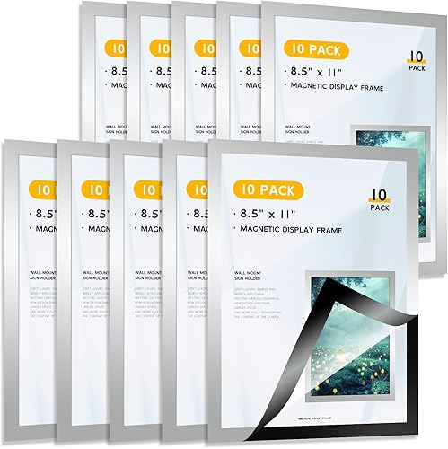 Miniatura 7 de SPVIKISGO 10 soportes magnéticos para letreros de 8.5 x 11 pulgadas, marcos adhesivos para paredes, ventanas, puertas y marcos magnéticos para
