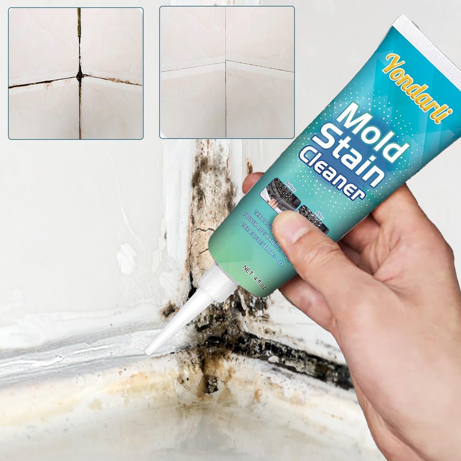 Household Mold Remover Gel, Mold Cleaner for Washing Machine, Refrigerator Strips, Grout Cleaner for Home Sink, Kitchen, Showers (1 Pack)