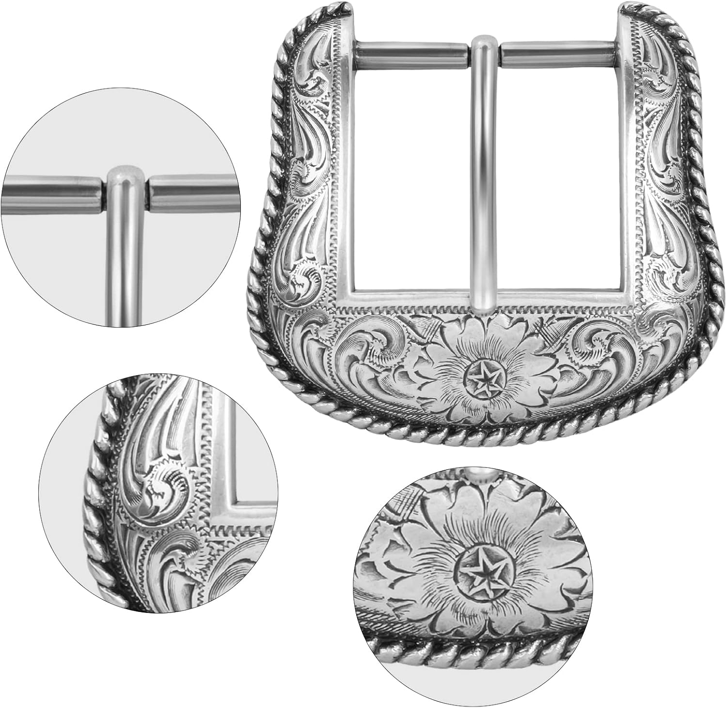 Classic antique replacement belt buckles for men and women (Vintage Silver-4) - Image 3