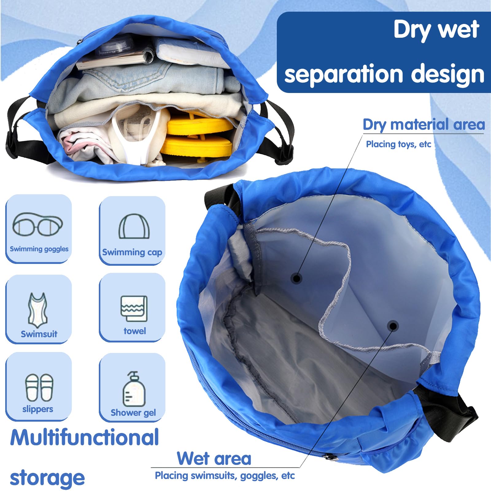 YOUYIKE Sac à dos de sport imperméable, Sac à dos nager Cordon pour Enfants, Sac de Sport pour fille Garçon, Large Bandoulière Sacs de Sport à Cordon Sac de Gym Avec Poche Intérieure