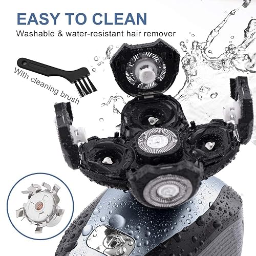 Miniatura 5 de Telfun Maquinilla de afeitar eléctrica 5 en 1 para hombres, afeitadoras rotativas recargables en húmedo y seco, kit de aseo inalámbrico de 5