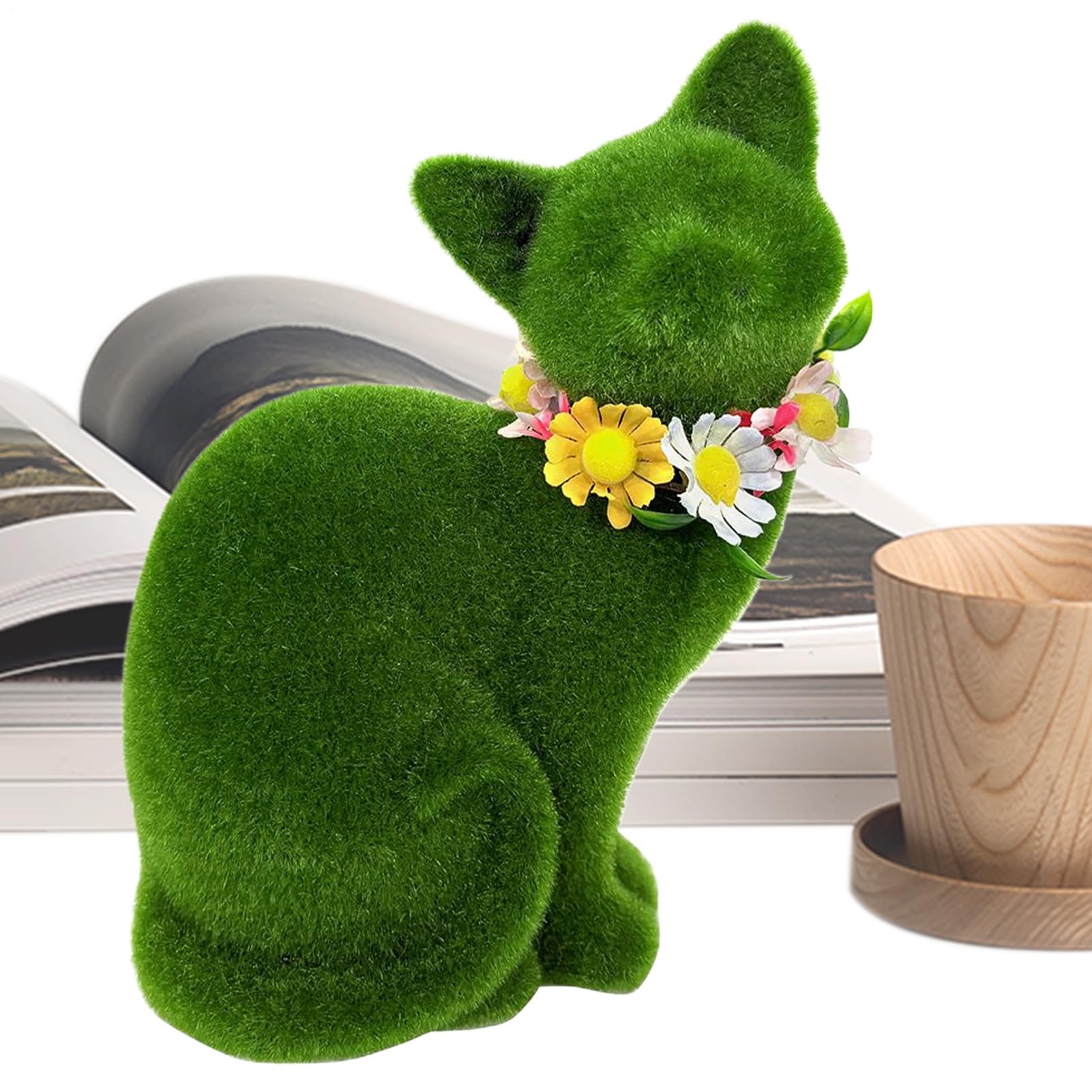 Statue de chat d'extérieur floquée : décoration jardin, pelouse et bureau