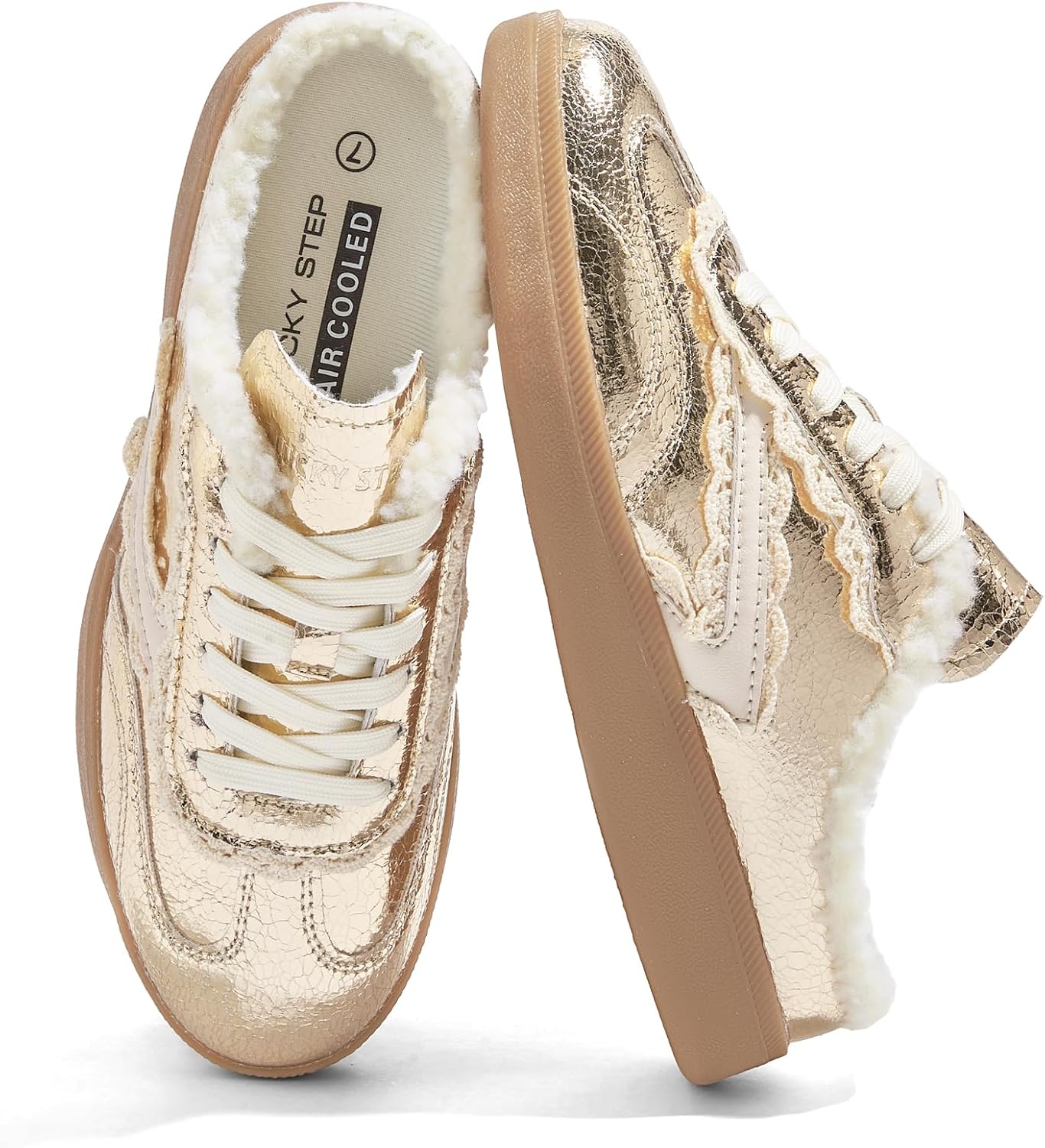 LUCKY STEP Women’s Mule Fashion Sneakers Slip On Backless Walking Shoes Winter Retro Comfy Casual Sneaker