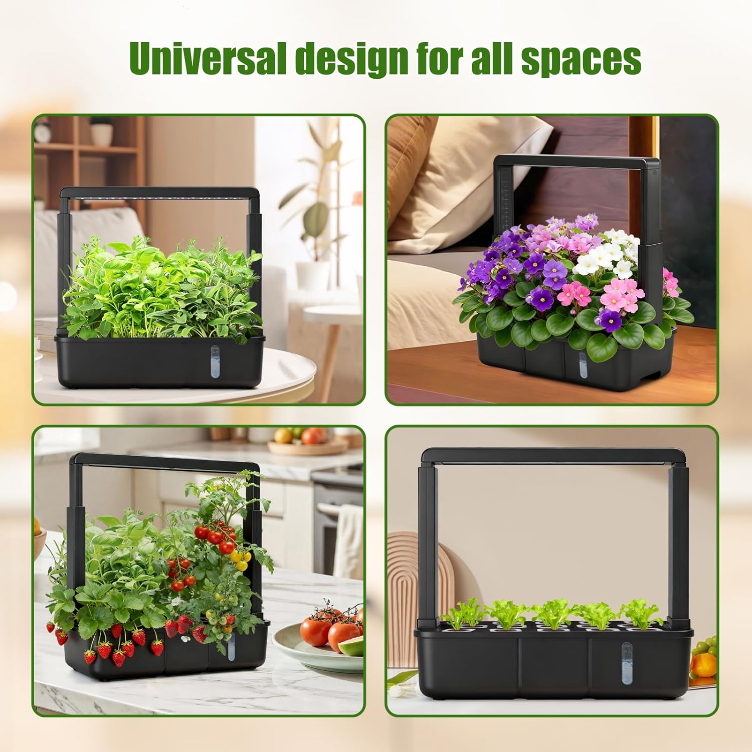 15-Pod Indoor Hydroponic Growing System with LED Grow Light, Smart Garden Kit, Adjustable Height, Auto Timer and Quiet Water Pump for Herbs