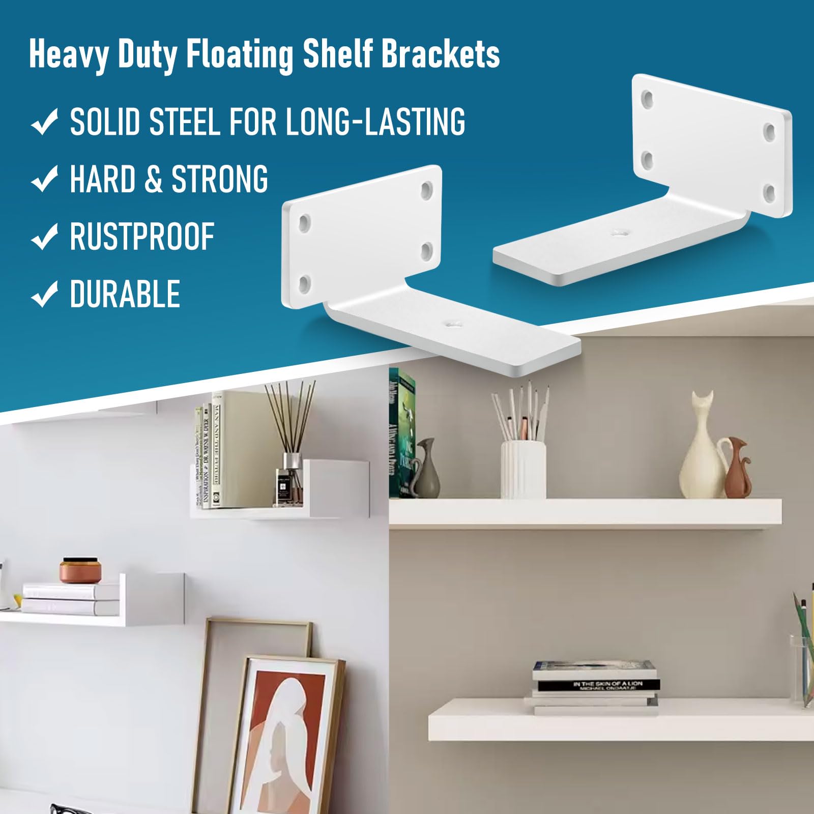 Heavy-Duty Scaffold Board Shelf Brackets 12.5cm, 2 PCS Metal Floating Shelf Brackets - Image 3