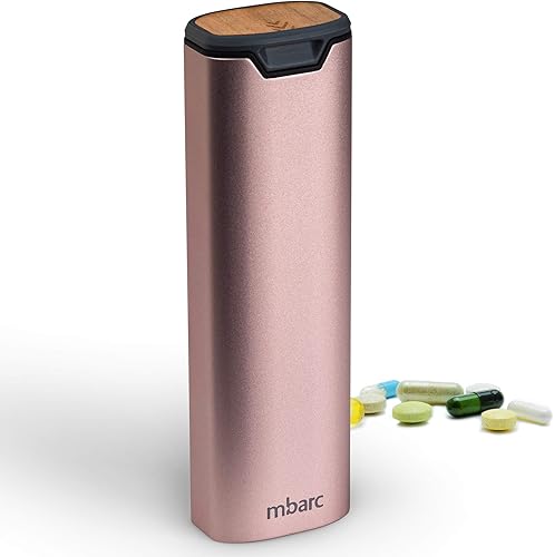 Miniatura 4 de HigherHuman Mbarc - Pastillero semanal para 7 días, de aluminio y madera, de gran capacidad, para suplementos, píldoras, vitaminas y medicamentos.