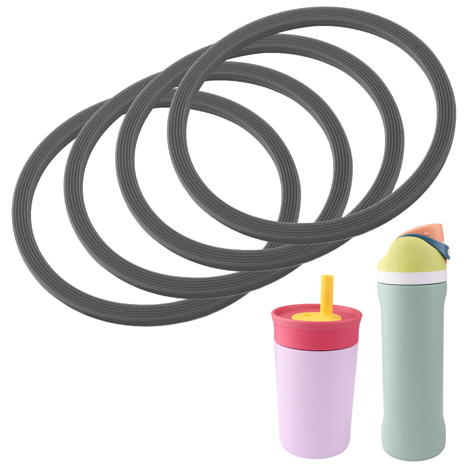Bubrike Rubber Gasket Replacement,Compatible with Owala Freepsip Water Bottle 16/24/25/32/40 Oz Straw Lid, O Ring Seal for Owala Kids 12& 15 Oz Tumbler Cap- 4 Pack Silicone Seals