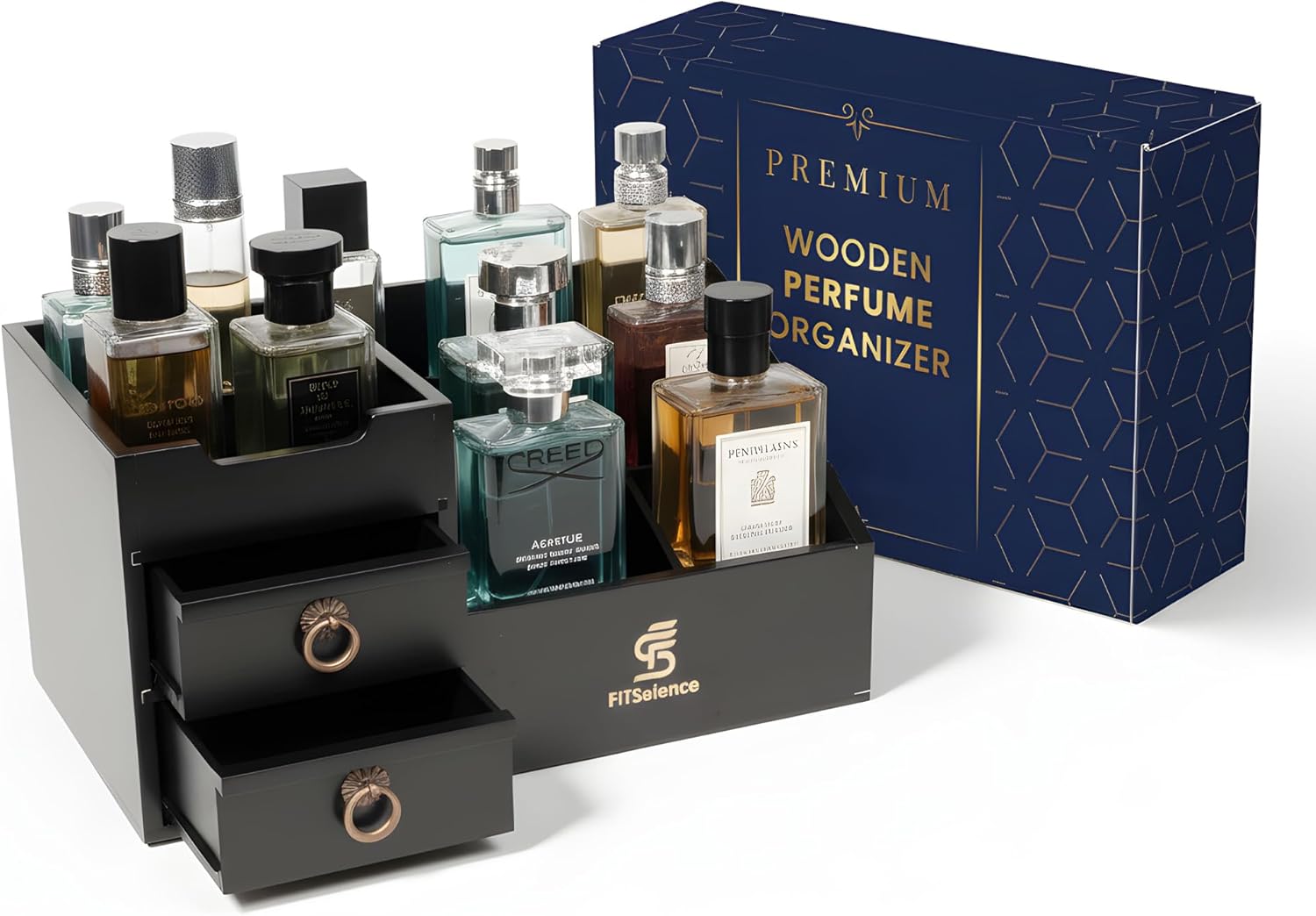 Perfume Organizer - Cologne Organizer for Men - Wooden Cologne Stand - Organizador de Perfumes - Cologne Shelf - Perfume Stand for Women - Black, Brown - Perfume Holder