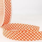 Stephanoise Schrägband für Schneiderarbeiten, Gingham-Muster, 30 mm breit, Meterware, Orange