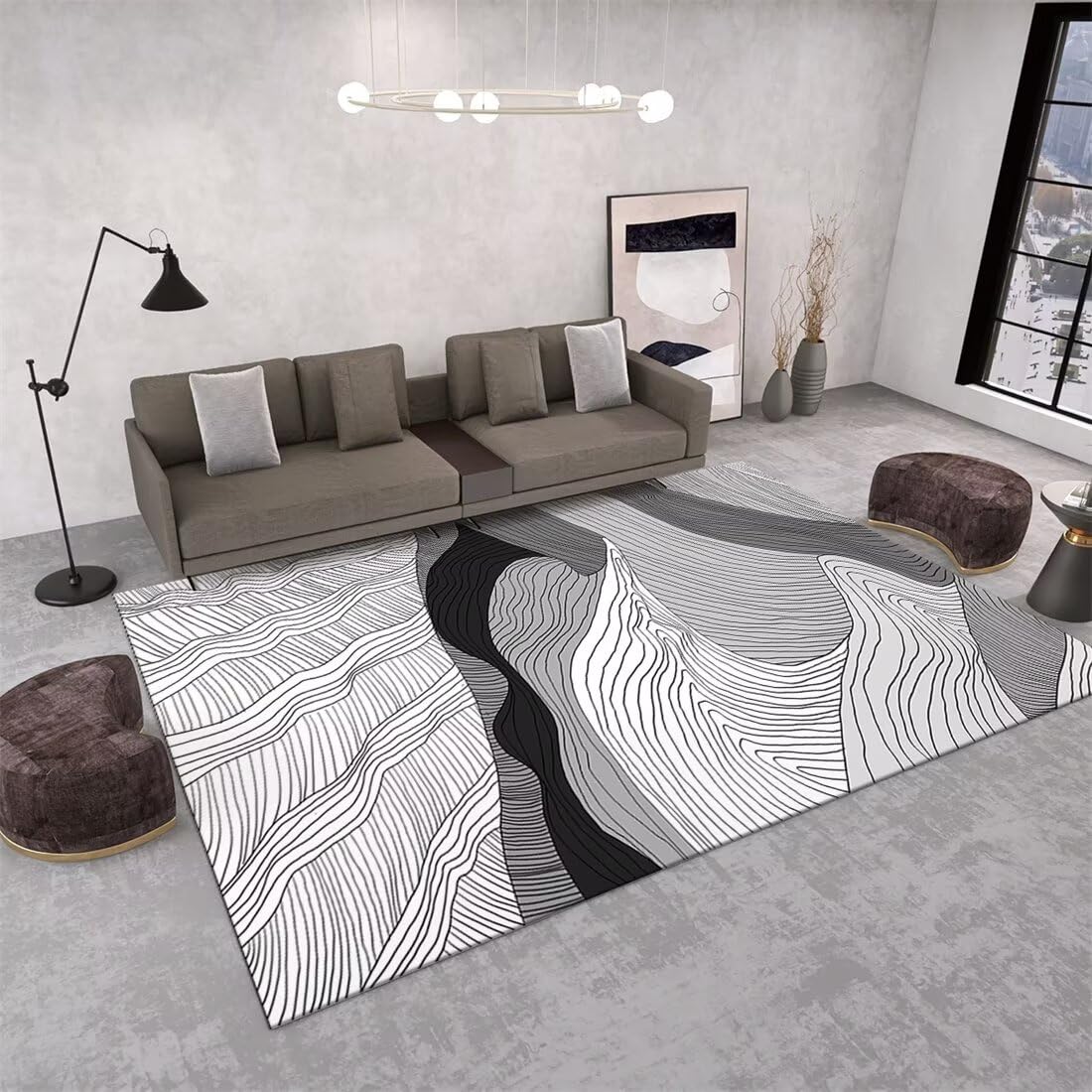 Tapis de salle à manger grise 70X140CM pour table basse moderne et salon
