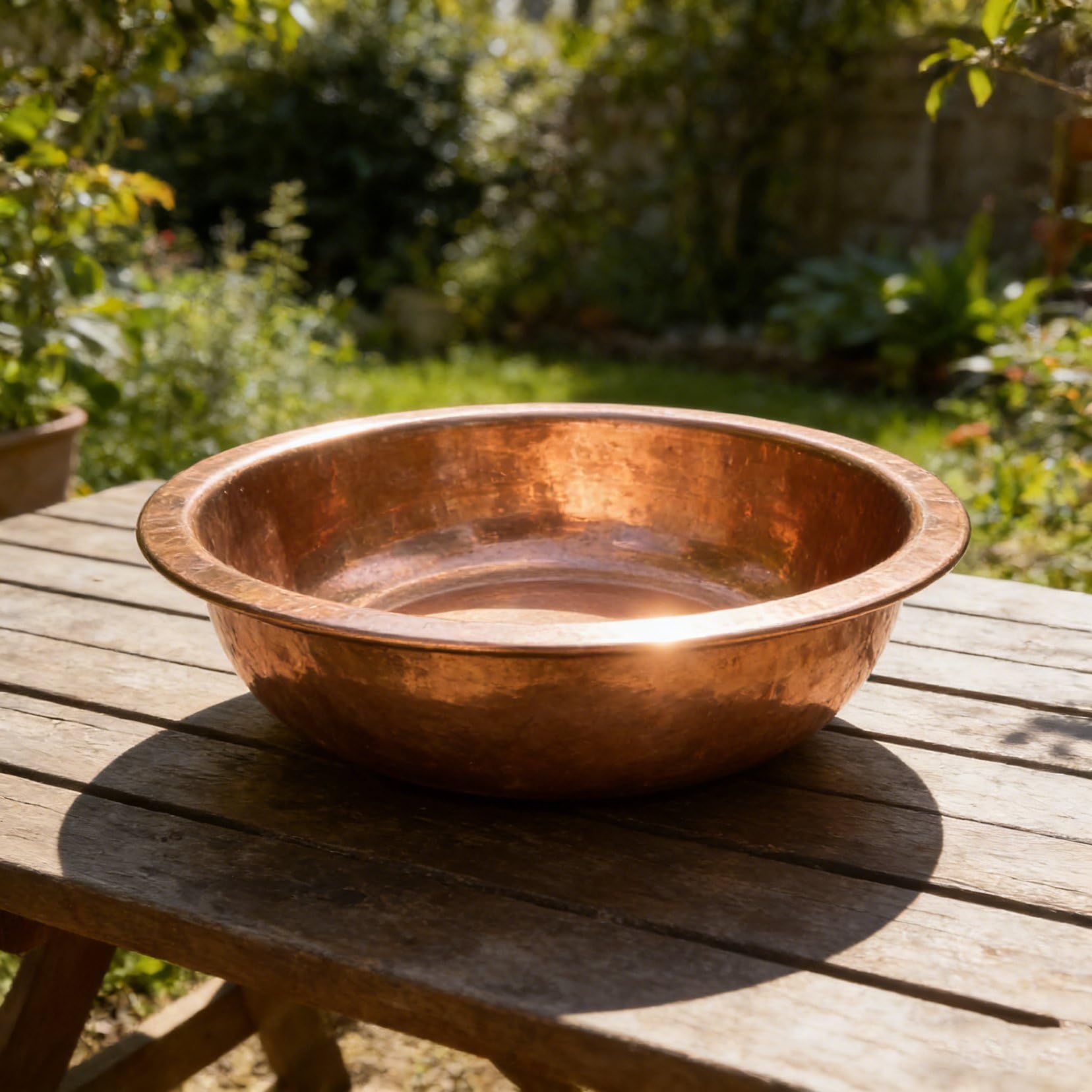 Pileta de cobre puro engrosada dorada, pileta de cocina redonda y grande, pileta de lavado para artículos y regalos de boda, cuenco multiusos para lavar los platos en el hogar 40cm