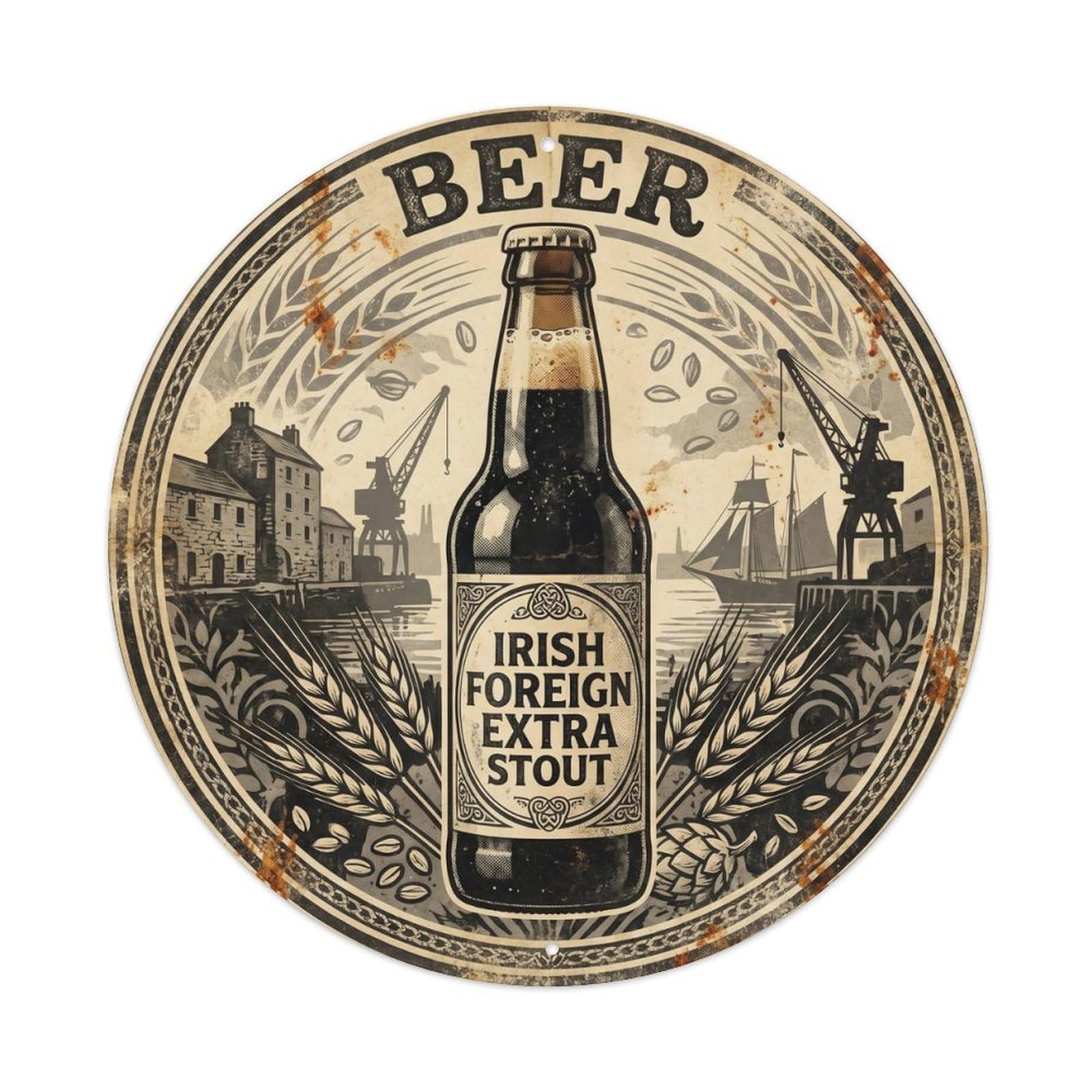 Irish Craft Beer Foam Mug Pub Brewery Retro Screenprint Metal Tin Sign
