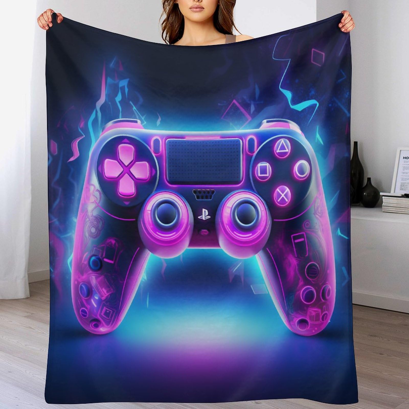 Couvertures polaires manettes de jeu moelleuses pour soirées gaming sur canapé
