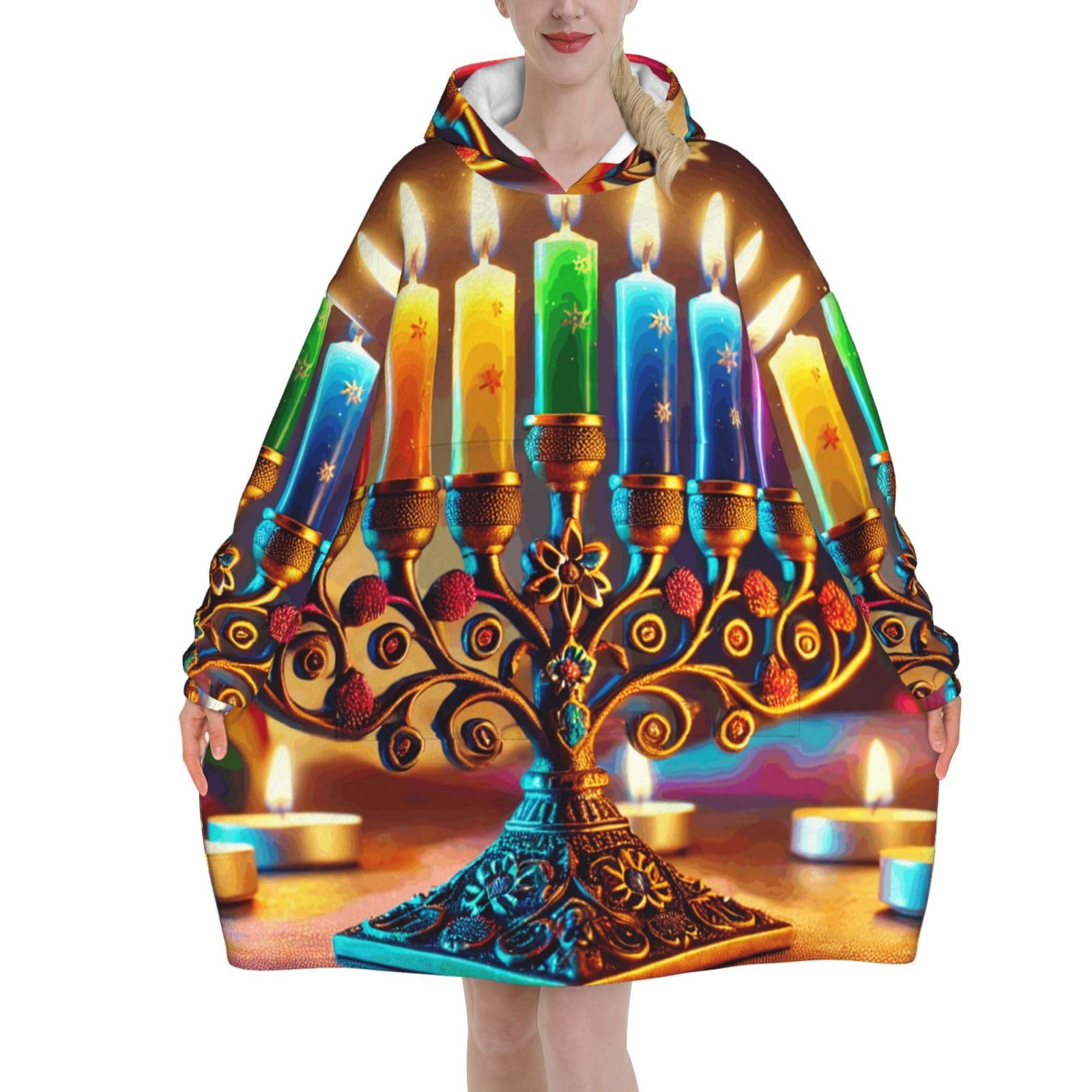 Couverture à capuche Hanoukka surdimensionnée pour homme et femme