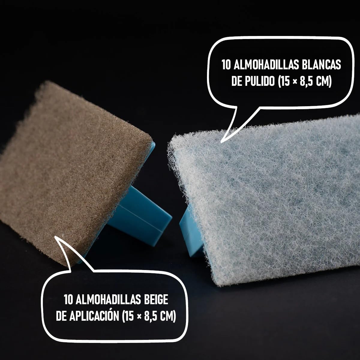 OLI-NATURA - Juego de almohadillas pequeñas con 1 soporte para almohadillas con asa, 10 x blanco y 10 x beige