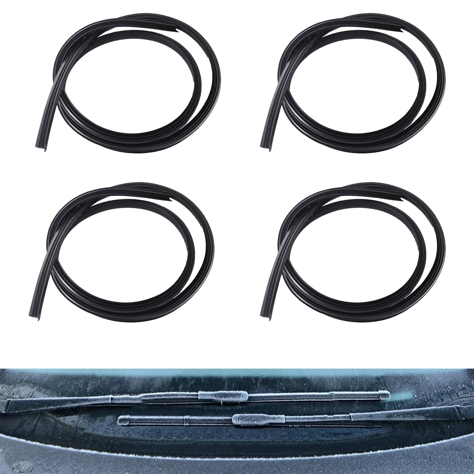 4Pcs Windscreen Wiper Rubber Refill, 28" Wiper Blade Refills Rubber Frameless Windshield Wiper Blades Refills Universal Car Replacement Parts for Most Auto Vehicle Vans Lorries Trucks Buses