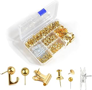 400 Pcs Gold Push Pins Set 7 Styles Push pins,Pin Tacks,Thumb Tacks | Gold Push Pins Set for Cork Board,Bulletin Boards Home Office Accessories
