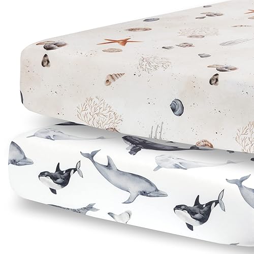 Pobibaby - Paquete de 2 sábanas bajeras de cuna para bebé niño de alta calidad para colchón estándar de cuna - Tejido de jersey ultrasuave, segura y