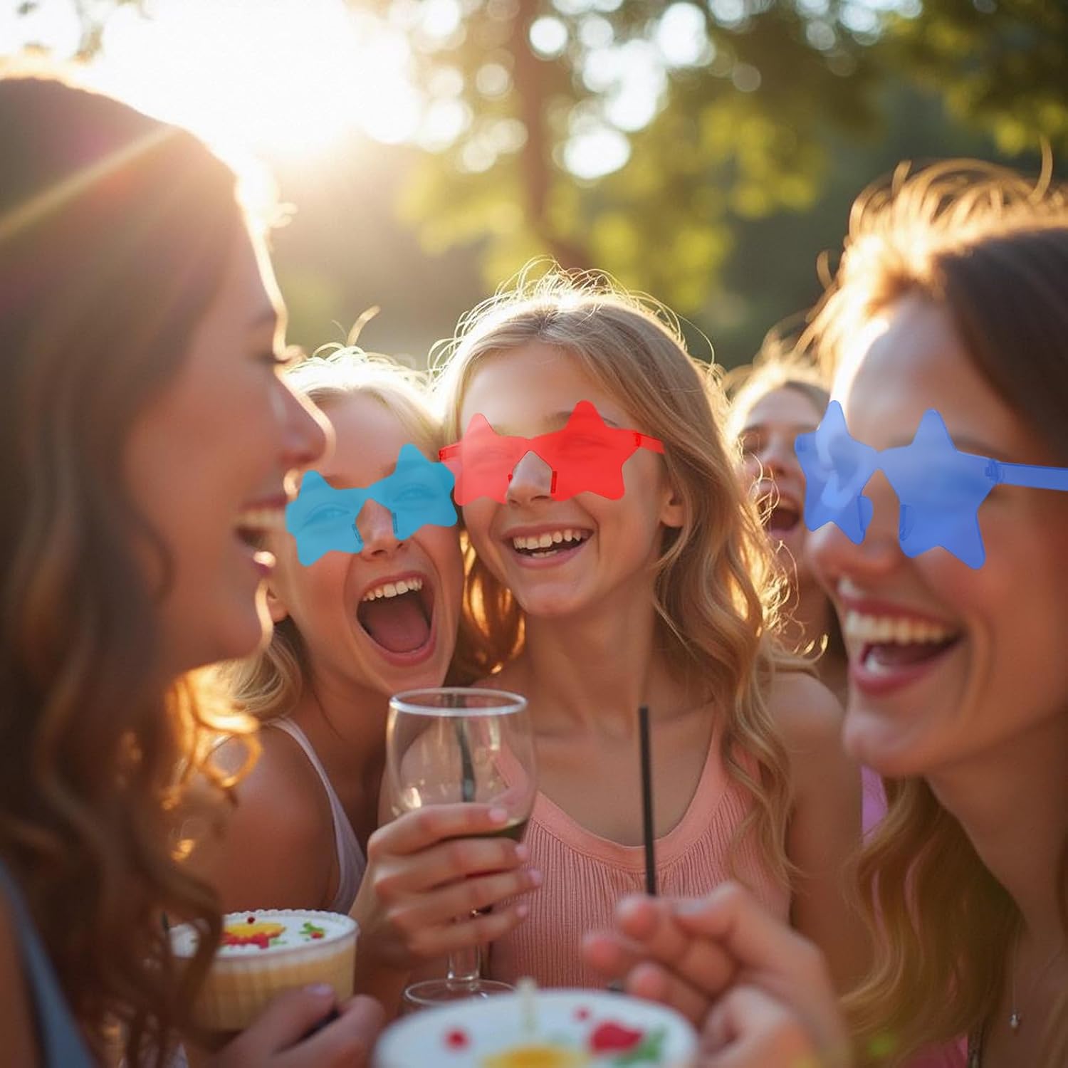 CHRORINE 8/16/24/40 Pairs Rimless Star Shape Sunglasses Transparent Glasses Bulk for Party Decor Favor - Image 5