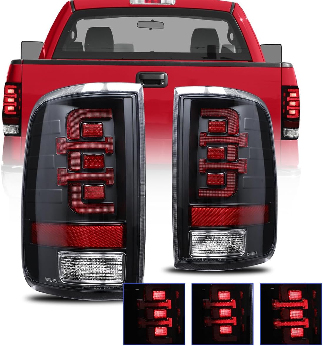 CPW Full LED Tail Lights Compatible With Ford F-150 Styleside Model 2004-2008, LED Tube Bar Rear Light Brake Lamps Pair with LED Sequential Turn Signal(Black Housing/Clear Lens)
