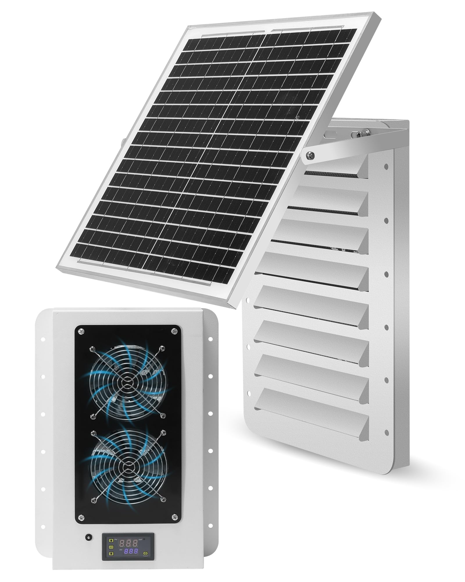 Kit di ventilazione solare per container da spedizione, con pannello pieghevole da 25 W e termostato, a prova di pioggia e grandine, adatto per case container, uffici,