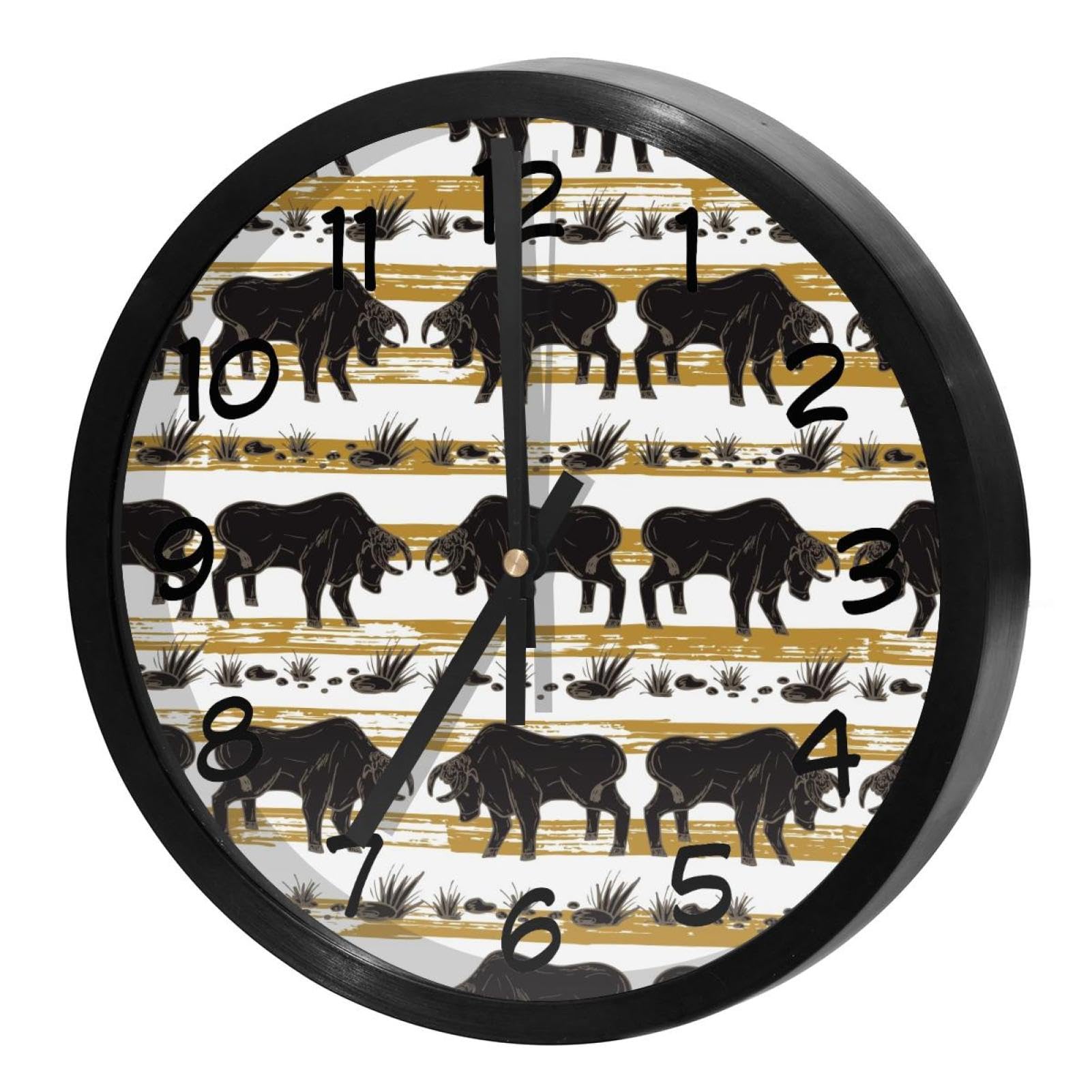 Horloge murale silencieuse à quartz design taureau en combat pour maison et bureau