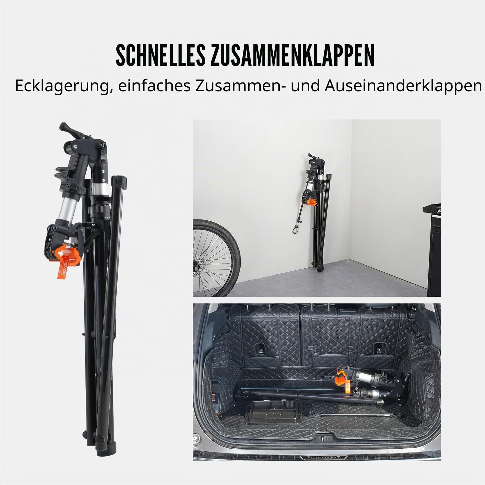 VEVOR Fahrradreparaturständer Fahrradmontageständer, Reparaturständer Aluminium für Fahrräder, Schwerlast-Montageständer 30 kg, 102-160 cm Höhenverstellbarer Fahrradständer mit 360° Drehbar Klemmkopf