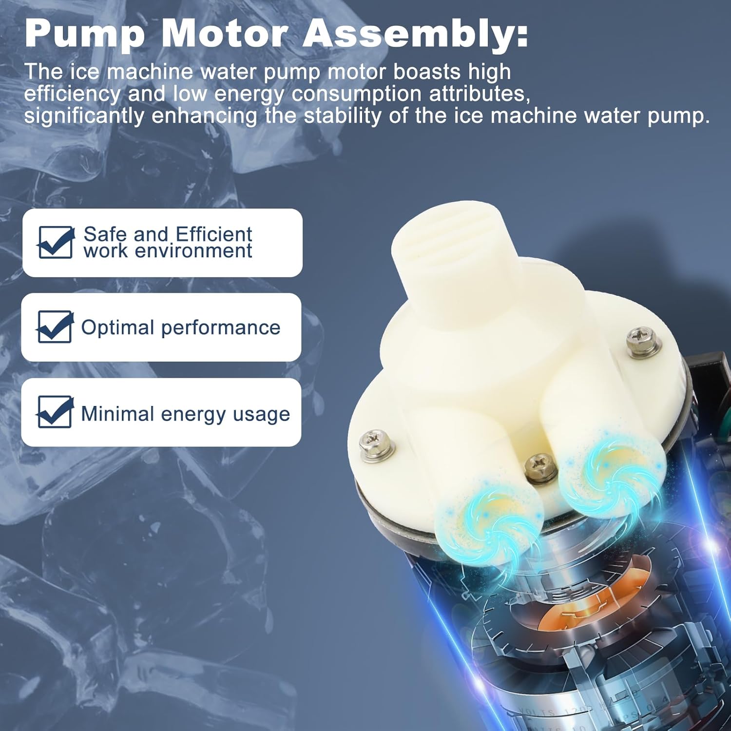 Ice Maker Machine Pump Motor Assembly Fits for Hoshizaki PA0613 | Fits for Model KM-450 Thru KM-900 KML-600MAH URC-12F 120V 10W RPM 0.5 Replace# APTA92P10WD1 89404002