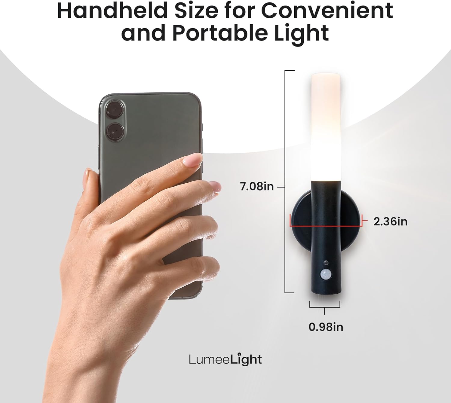 Motion Sensor Night Lights, Magnet Body Hallway Rechargeable LED Wireless Wall Sconces, Portable Decor Battery Powered Indoor Torch Lighting for Bedroom (Black 2PCS)
