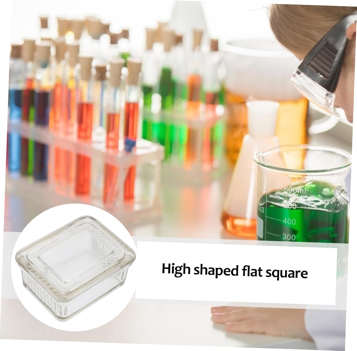 10-slide Capacity Glass Staining Tank Coplin Jar Lid Lab Jar for Staining