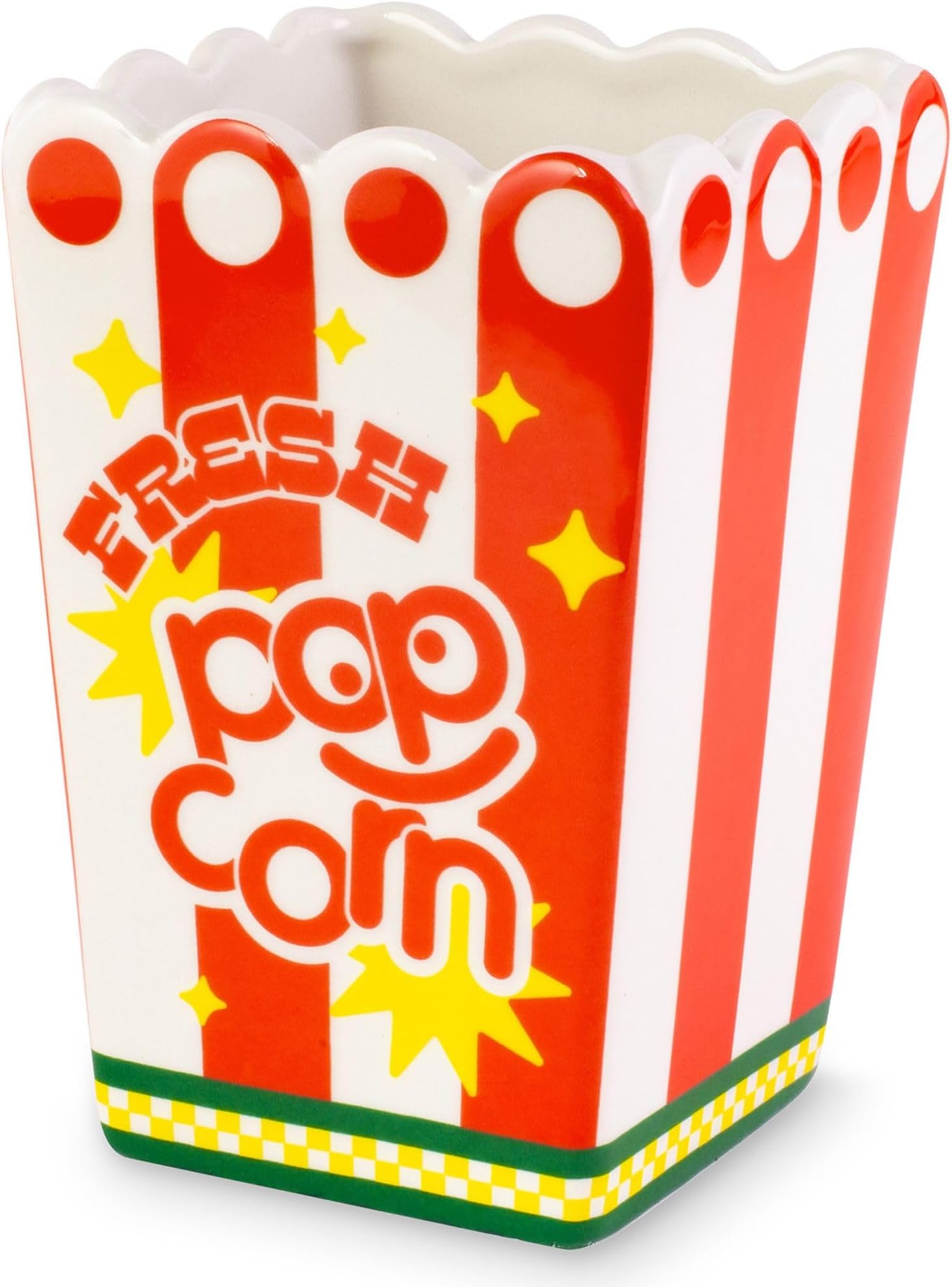 Decorative Ceramic Vase, Tall Vase for Centerpiece, Popcorn Bucket, Unique Vase for Home/Kitchen/Office Decor, Popcorn Bag