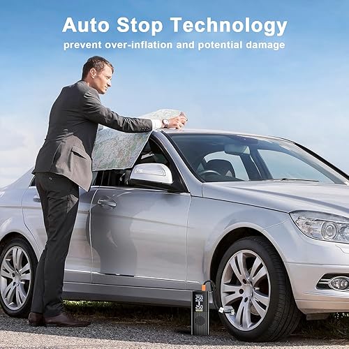 Miniatura 5 de Compresor de aire portátil para inflador de neumáticos Bomba de neumáticos de coche 3 veces más rápida 180PSI con pantalla dual - Bomba de aire