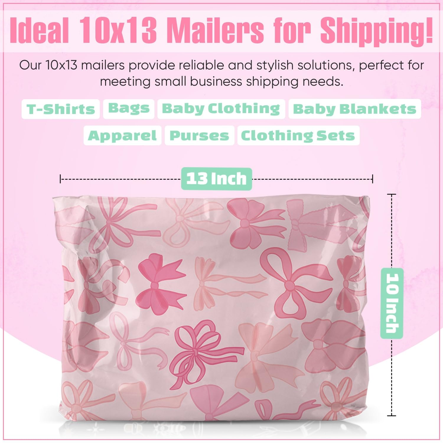 Package Mint Sobres de polietileno de 10 x 13 pulgadas, sobres de correo impermeables y resistentes a desgarros para suministros de pequeñas empresas, bolsas de envío para ropa, lazos
