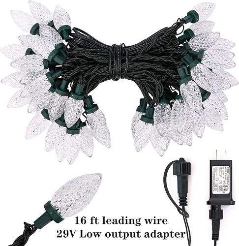 Miniatura 6 de AWQ tira de luces C9 para Navidad, 50LED, 49pies, con enchufe, guirnalda de luces con 8modos de iluminación y temporizador, impermeable y