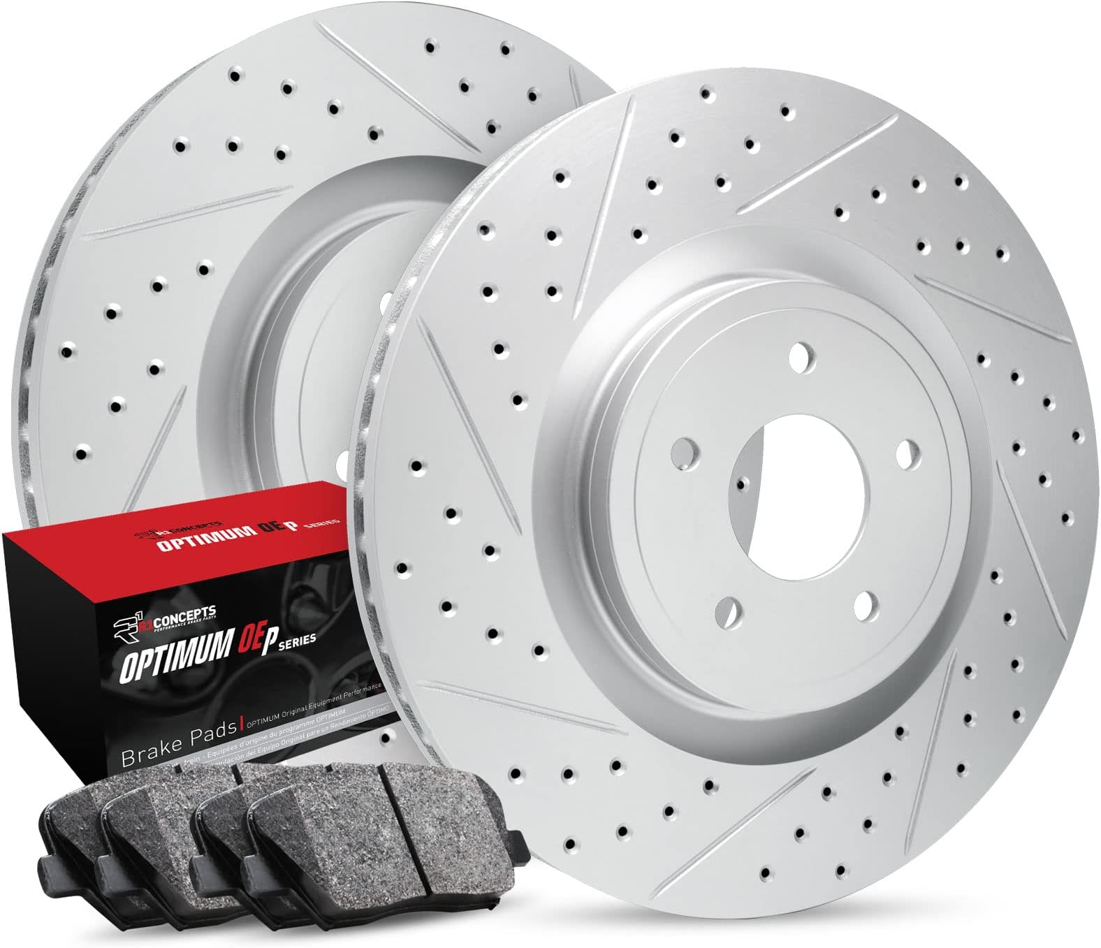 R1 Concepts Rear Carbon Brake Rotors Drilled and Slotted