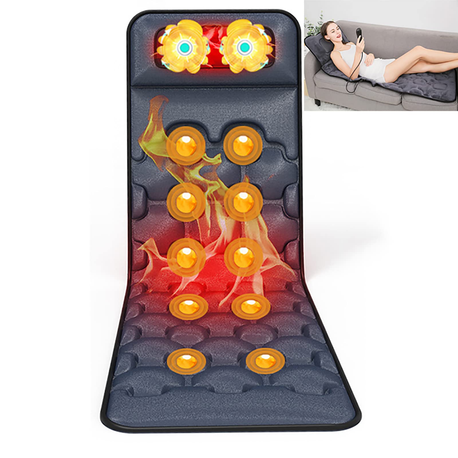 Electric Massage Cushion, Whole Body Heating Massage Cushion, Movable Acupressure Neck Massage Pillow, Household Electric Instrument Chair Mattress, Suitable For Home Office Car (67x23.6in),TypeB