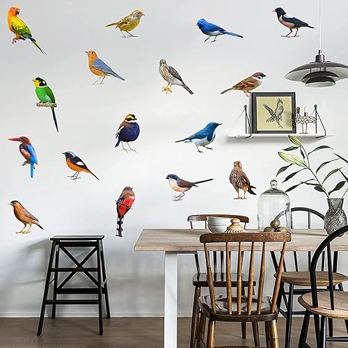 Miniatura 2 de Calcomanías de pared de pájaros 3D realistas, impermeables, de vinilo para decoración de pared, despegar y pegar, calcomanías de pared extraíbles