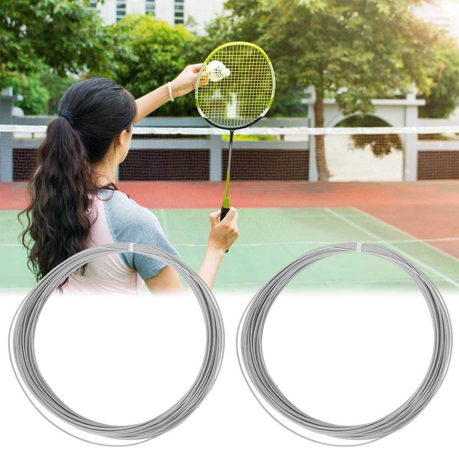 Keenso Cuerda de Raqueta de bádminton, 2 Piezas 10m de Alta flexibilidad Línea de Cuerda de bádminton Raqueta de Entrenamiento Líneas de Raqueta Accesorio de reparación de bádminton