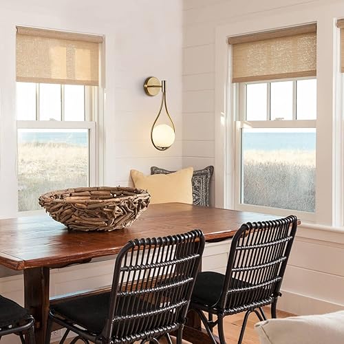 Miniatura 7 de Modo Lighting - Lámpara de pared de cristal con forma de globo, diseño moderno de mediados de siglo, lámpara de pared de latón cepillado, arandela