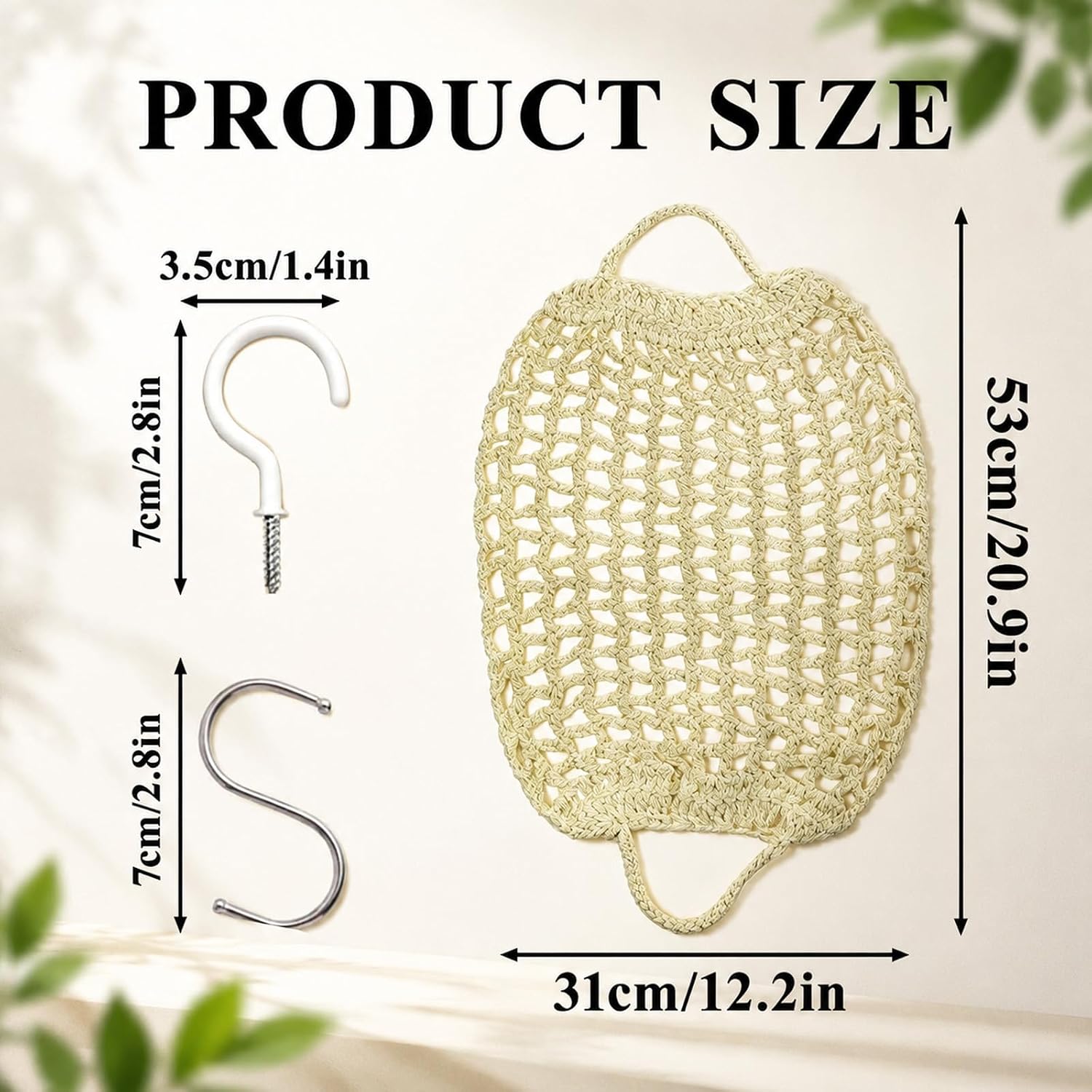 Hanging Fruit Hammock, Fruit Basket Banana Hammock Under Cabinet, 4 Hooks