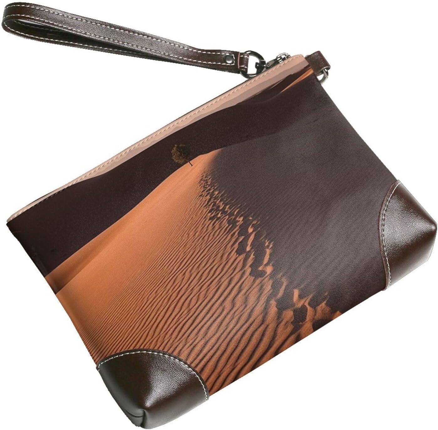 Leather Wristlet Wallet Clutch Purses For Women Ultra-Slim Ladies Handbags Credit Card Holder Lonely Shadow On The Desert Wallet Purses Cell Phone Pouch Bag For Party And Prom, Beach Bag